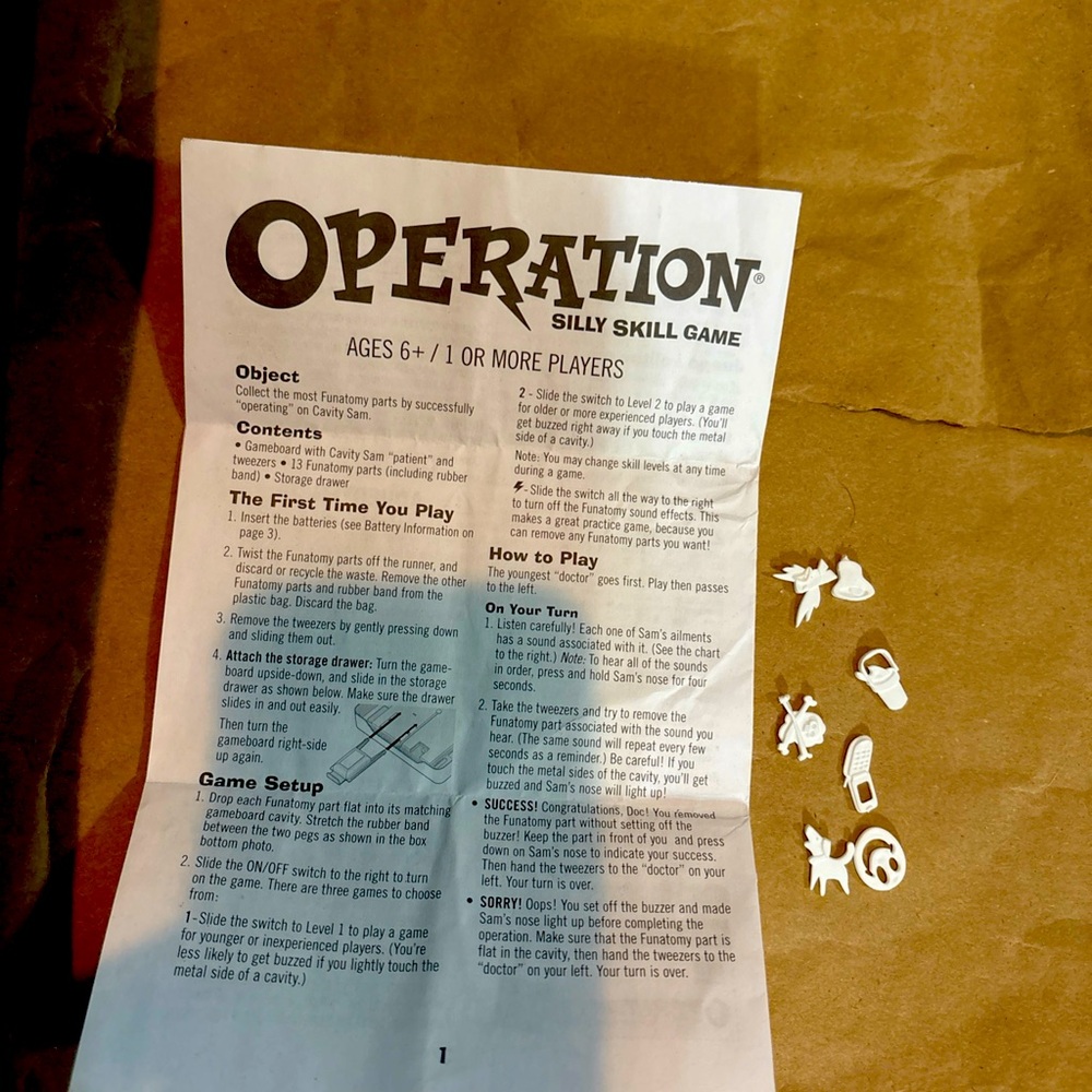 Operation 2008 Instruction manual & 7 plastic body piece’s